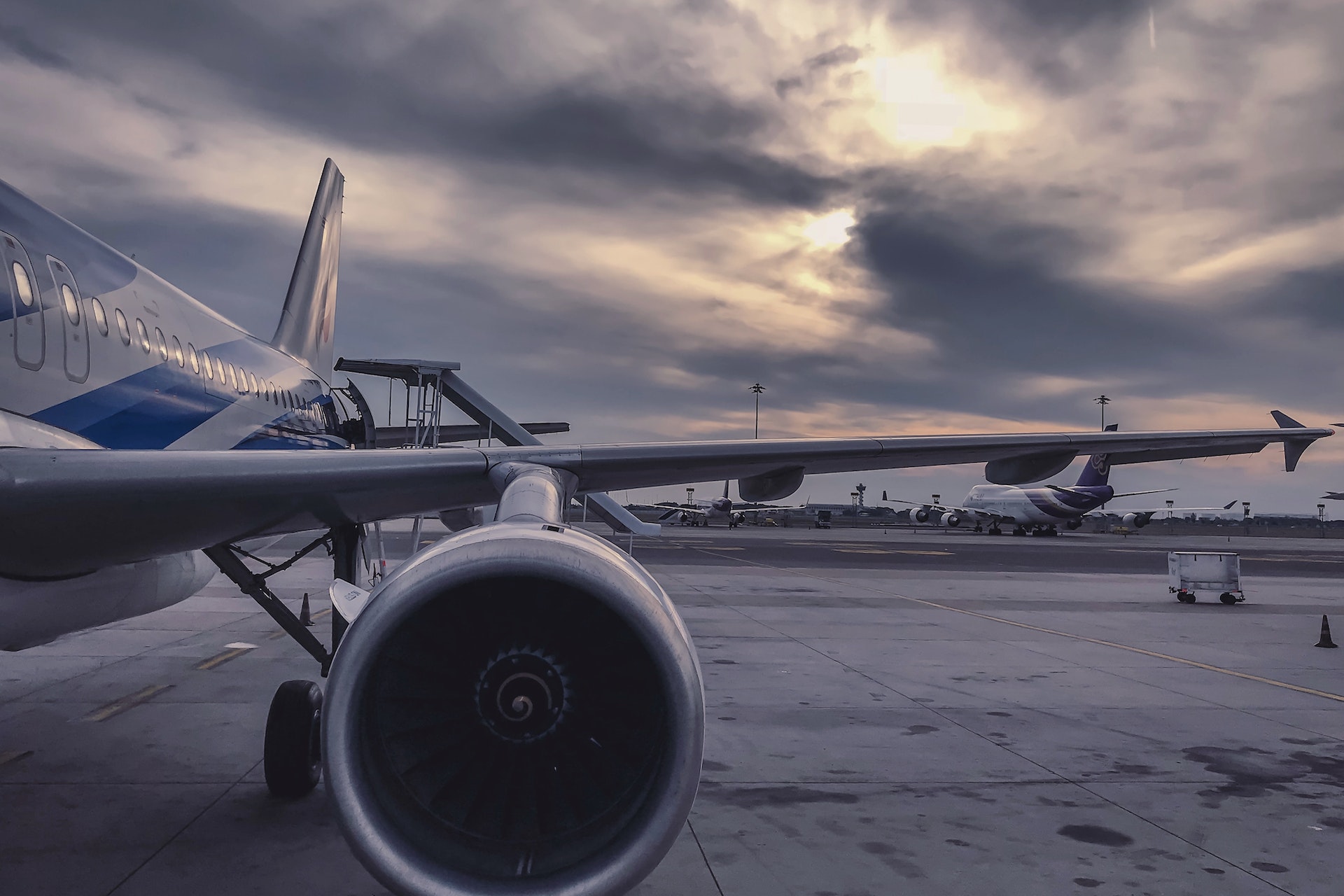 airplane wing and engine